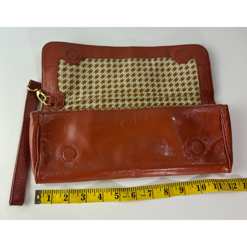 Hobo International Apricot Patent Leather Clutch Bag Small Rectangle Fold over - Picture 7 of 12